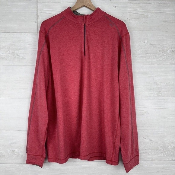Tasc Performance Bamboo Quarter Zip Sweatshirt Men XL Red Carrollton Lightweight - Picture 13 of 13